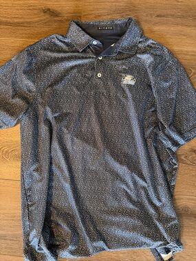 Men's Navy Micro-Pattern Polo